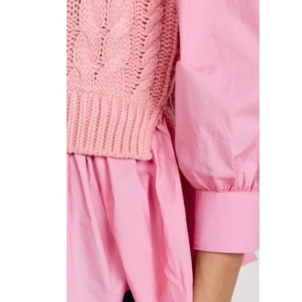 🆕 English Factory Mixed Media Cable Knit Sweater - Picture 6 of 7
